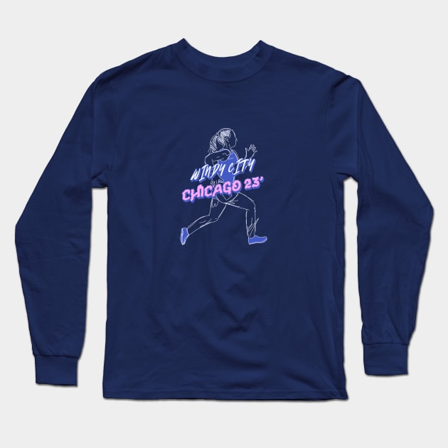 Windy City Chicago Marathon Long Sleeve T-Shirt by ThreadsVerse